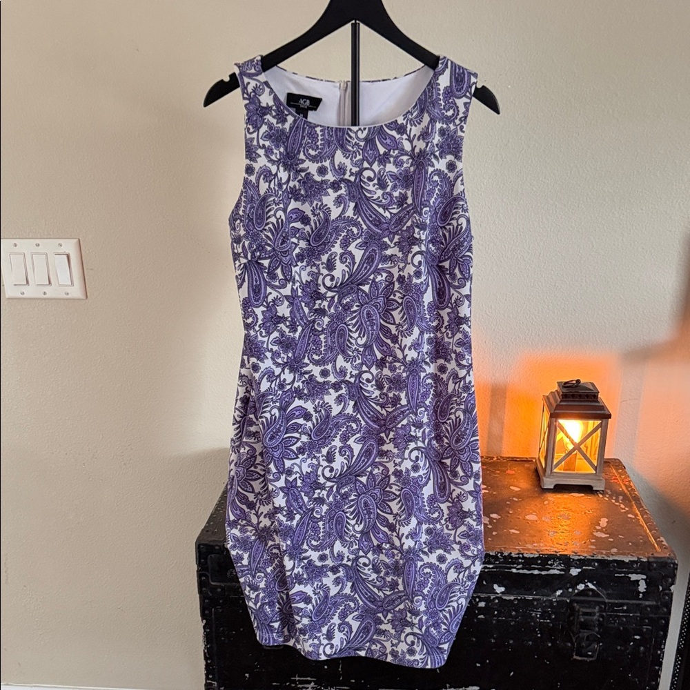 Elegant Purple and White Paisley Dress